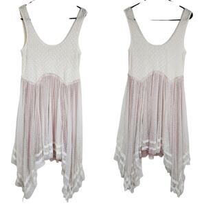 Free People Cream and Blush Asymmetrical Polka Dot Tank Dress